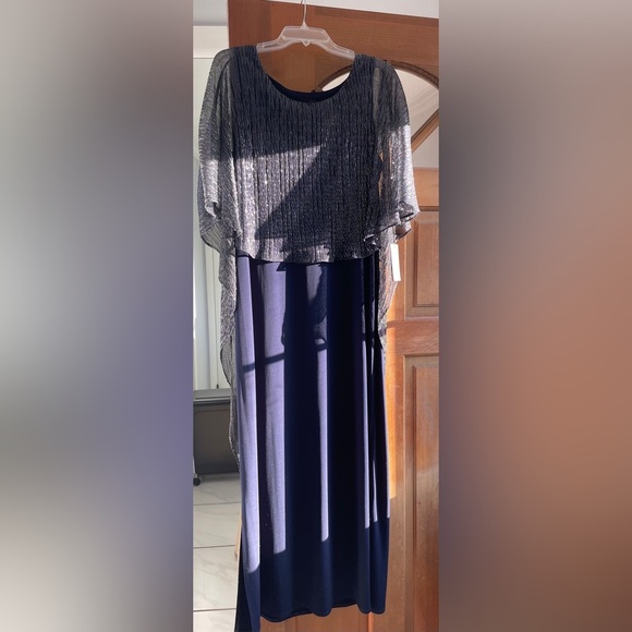 JM studio by John Meyer Elegant Navy and Silver Evening Dress size 16 - Picture 1 of 5